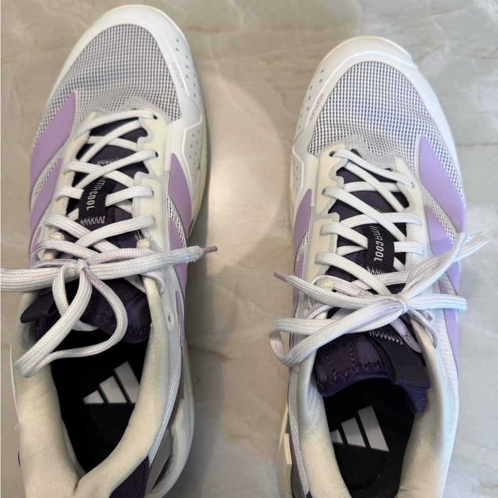 Adidas Women's Lavender and White Sneakers